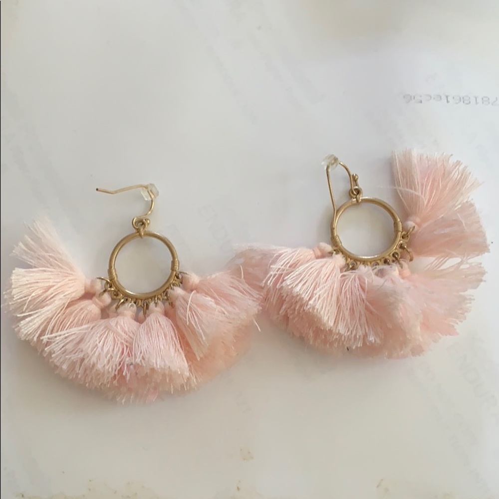 Pink feather earring
